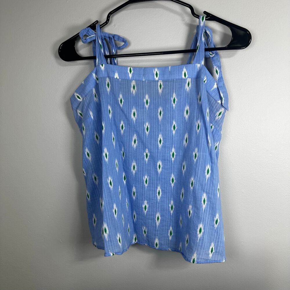 J Crew Ikat Print Cotton Cami Tank Tie Straps
